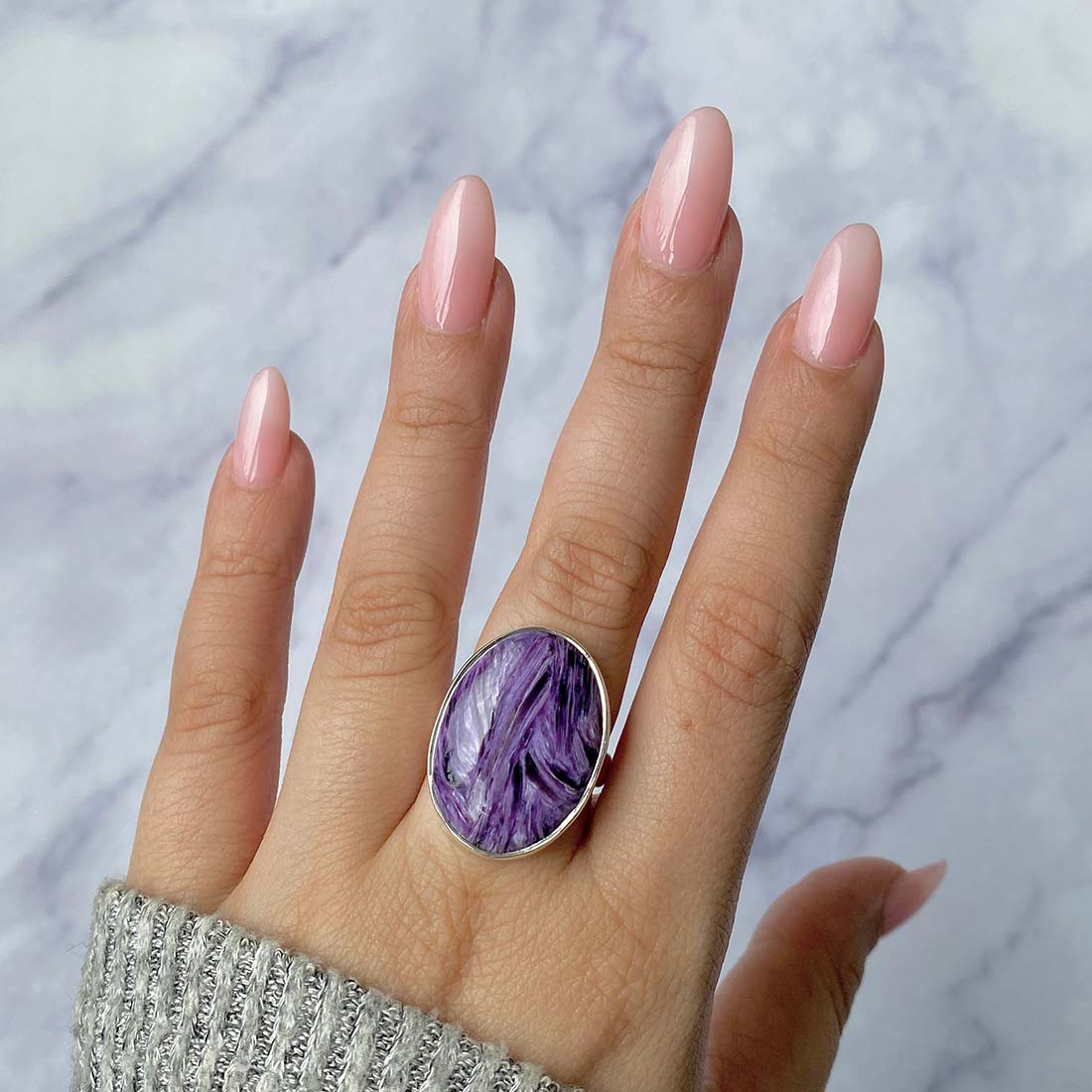 Charoite Adjustable Ring-(CHR-R-71.)